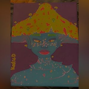 Vibrant neon mushroom alien